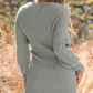 Cable Ribbed Knit V Neck Bodycon Sweater Dress