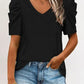 Puff Sleeve V-Neck T-Shirt