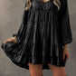 Tiered Ruffled Puff Sleeve Loose Fit Mini Dress