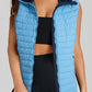 Plush Collared Quilted Zipped Puffer Vest