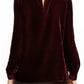 Choker Neck Hollow-out Velvet Blouse
