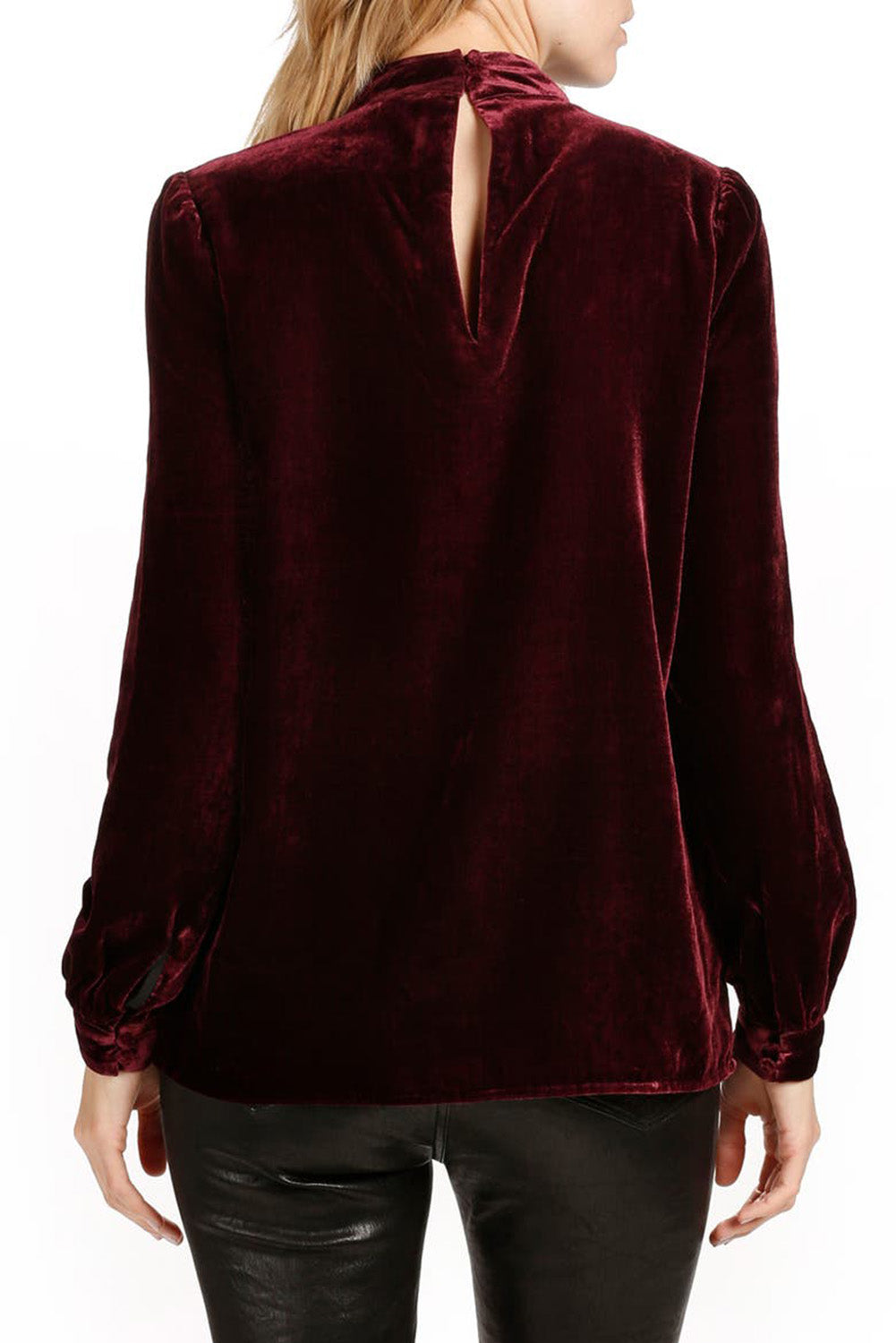 Choker Neck Hollow-out Velvet Blouse