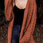 Open Front Woven Texture Knitted Cardigan with Pockets