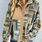 Western Colorblock Snap Buttoned Sherpa Jacket