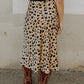 Leopard Spots Printed Split Hem Midi Skirt