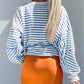 Stripe Drop Shoulder Crew Neck Loose Sweatshirt