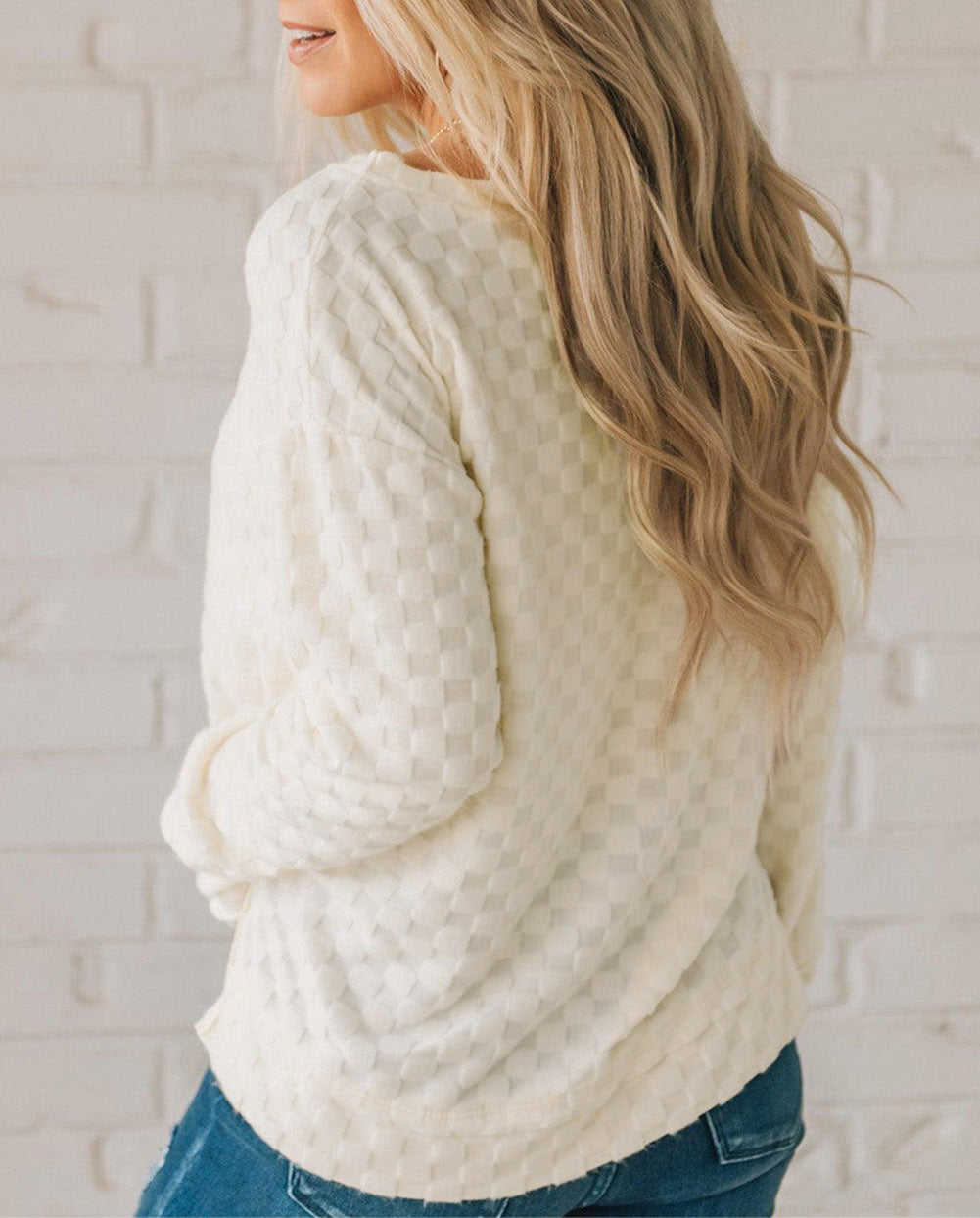 Solid Textured Thumbhole Sleeve Top