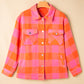 Plaid Chest Pockets Button-up Turn Down Collar Jacket