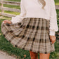 Plaid Patchwork High Waist Sweatshirt Mini Dress