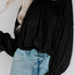 Striking Pleated Flared Cuff Long Sleeve Blouse
