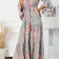 Paisley Printed Ruffle Trim Elegant Maxi Dress