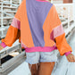 Colorblock Patchwork Exposed Stitching Oversize Top