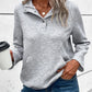 Textured Knit Buttoned Kangaroo Pocket Sweatshirt