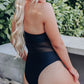 Single Shoulder Mesh Patchwork One-piece Swimwear