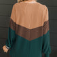 Color Block Corded Texture Long Sleeve Top