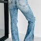Vintage Distressed Split Hem Straight Leg Jeans