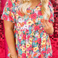 Boho Floral Short Puff Sleeve Babydoll Blouse