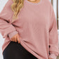 Plus Size Corded Round Neck Sweatshirt