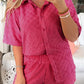 Plus Size Checkered Terry Knit Short 2pcs Outfit
