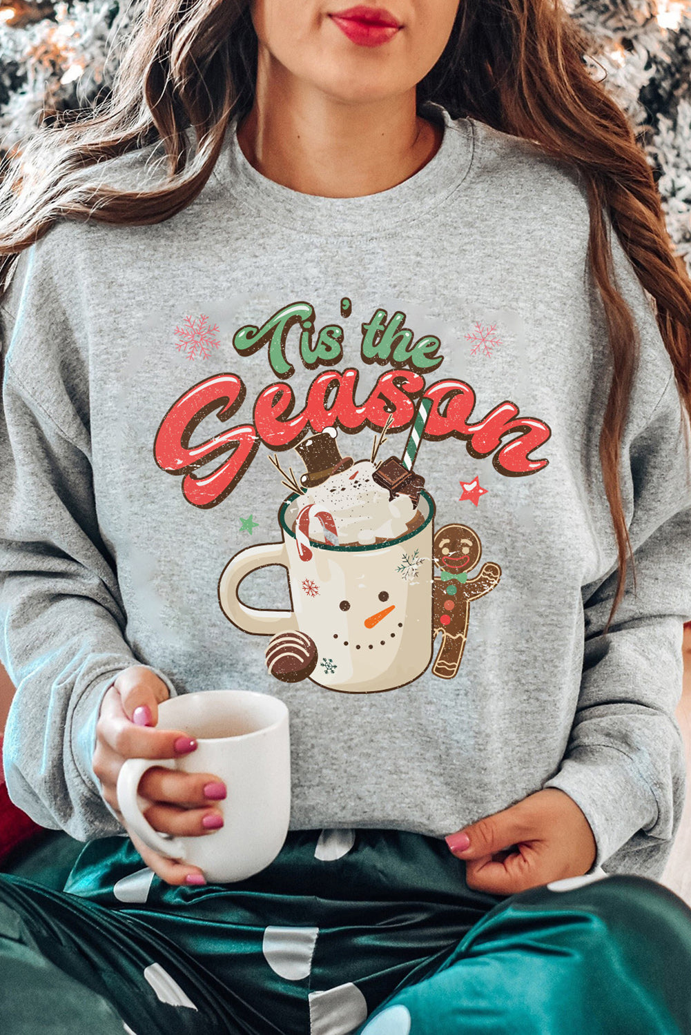 Tis The Season Graphic Christmas Fashion Sweatshirt