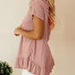 Solid Short Sleeve Ruffle Hem Top