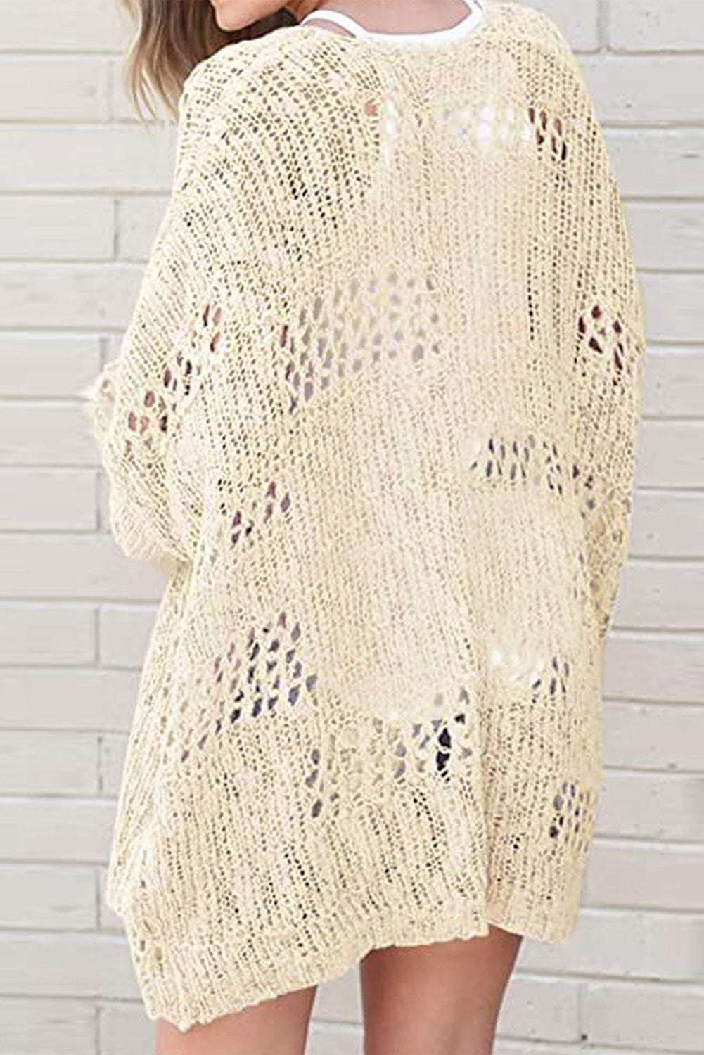 Casual Hollowed Knit Dolman Sleeve Cardigan