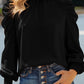 Long Bubble Sleeve Mock Neck Chiffon Top