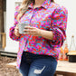 Plus Size Floral Print Ruffled Puff Sleeve Shirt