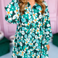 Floral Tiered Long Puff Sleeve Shirt Dress