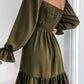 Smocked Puff Sleeve Ruffle Mini Dress