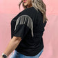 Black Plus Size Short Sleeve Fringe Knit T-Shirt