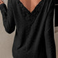 Floral Lace Splicing Eyelet Long Sleeve Top
