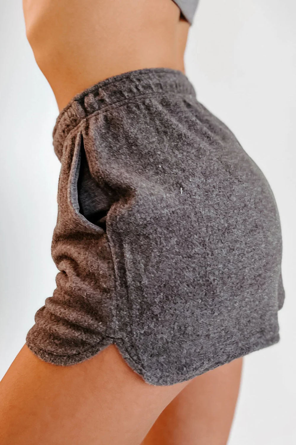 Fleece Two-piece Cropped Pullover and Shorts Set