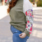 Plus Size Textured Floral Patchwork Raglan Sleeve Blouse