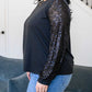 Sequin Contrast Long Sleeve Plus Size Top