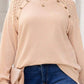 Plus Size Lace Patchwork Buttons Waffle Knit Top