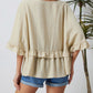 V Neck Draped Batwing Sleeve Ruffle Top