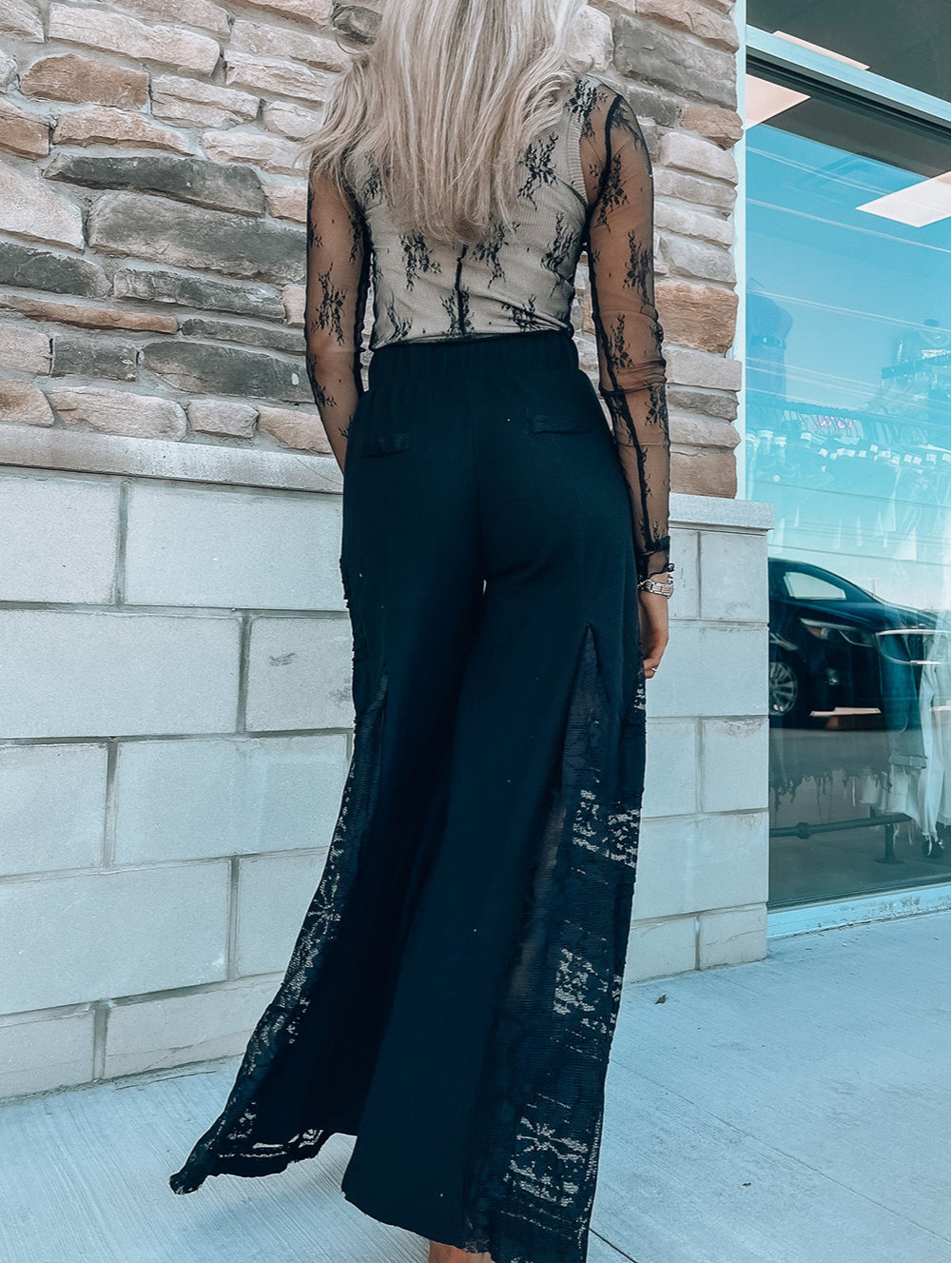 Boho Lace Patchwork Wide Leg High Waist Pants