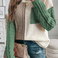 Tan Colorblock Patched Pocket Drop Shoulder Sweater