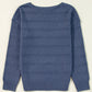 Boat Neck Drop Shoulder Pointelle Knit Sweater