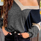 Brushed Contrast Knit V Neck Colorblock Long Sleeve Top