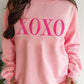 XOXO Puff Print Drop Shoulder Pullover Sweatshirt