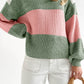 Colorblock Drop Shoulder Pullover Loose Sweater