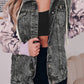 Camo Sleeve Hooded Buttoned Denim Jacket
