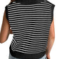 Stripe Turn-down V Neck Sweater Tank Top