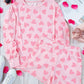 Valentine Heart Shape Print Long Sleeve Top Shorts Lounge Set