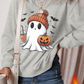 Halloween Ghost Print Crewneck Drop Shoulder Sweatshirt