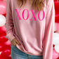XOXO Puff Print Drop Shoulder Pullover Sweatshirt