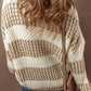 Stripe Drop Shoulder Round Neck Loose Sweater