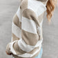 Stripe Zipped Collar Ribbed Edge Sweater